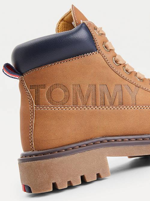 Tommy Hilfiger Csipke-Up Takarított Sole Ankle Booties Bakancs Fiú Sárga | TH178YKL