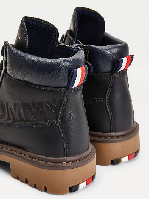 Tommy Hilfiger Csipke-Up Takarított Sole Ankle Booties Bakancs Fiú Kék | TH659QWD