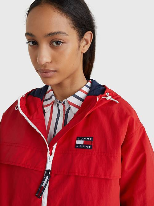 Tommy Hilfiger Csuklyás Chicago Windbreaker Kabát Női Piros | TH035XAF