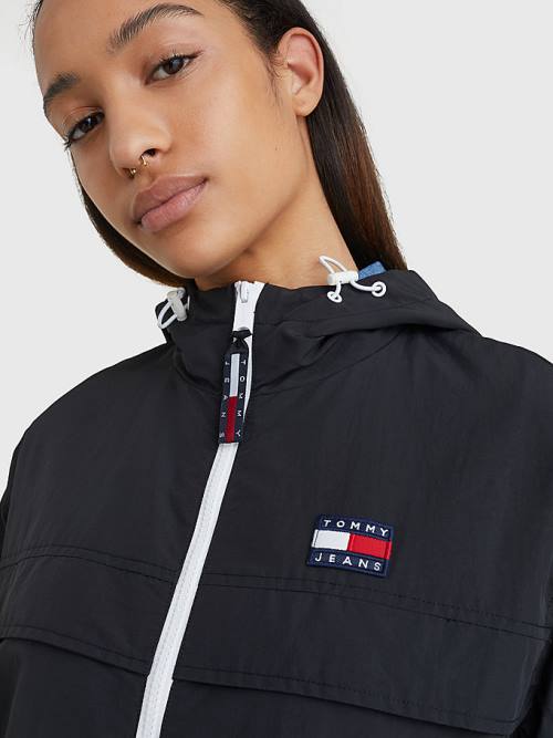 Tommy Hilfiger Csuklyás Chicago Windbreaker Kabát Női Fekete | TH761SYX