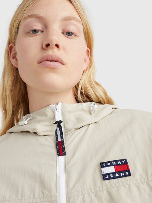 Tommy Hilfiger Csuklyás Chicago Windbreaker Kabát Női Bézs | TH857IPW