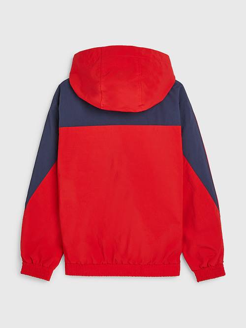 Tommy Hilfiger Csuklyás Logo Chicago Windbreaker Kabát Lány Piros | TH318SEM