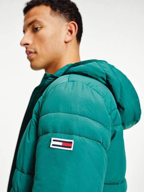 Tommy Hilfiger Csuklyás Quilted Puffer Kabát Férfi Zöld | TH018PAV