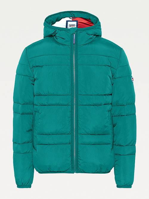 Tommy Hilfiger Csuklyás Quilted Puffer Kabát Férfi Zöld | TH018PAV