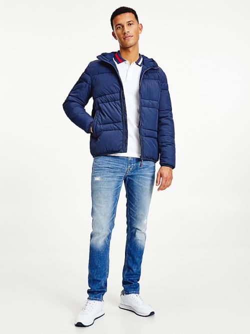 Tommy Hilfiger Csuklyás Quilted Puffer Kabát Férfi Kék | TH165DSN