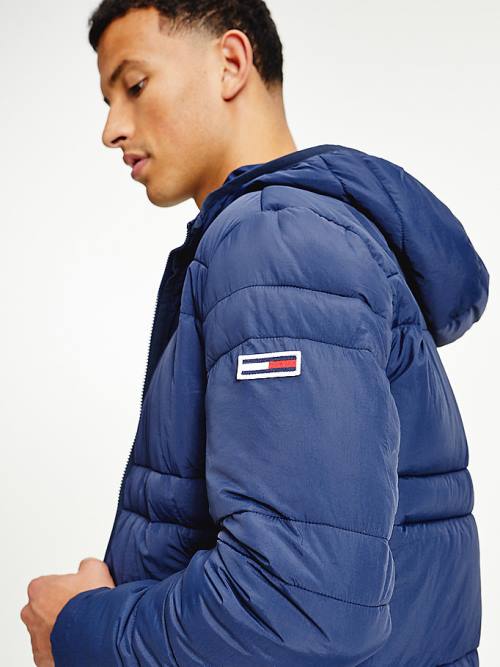 Tommy Hilfiger Csuklyás Quilted Puffer Kabát Férfi Kék | TH165DSN