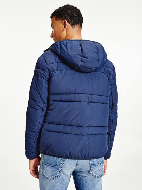 Tommy Hilfiger Csuklyás Quilted Puffer Kabát Férfi Kék | TH165DSN