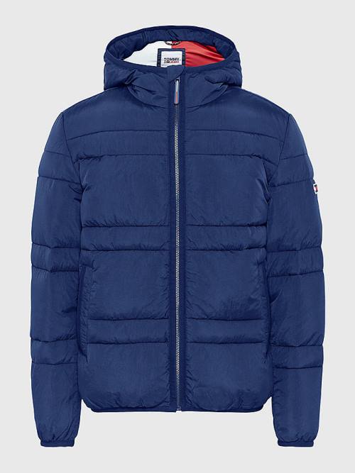 Tommy Hilfiger Csuklyás Quilted Puffer Kabát Férfi Kék | TH165DSN