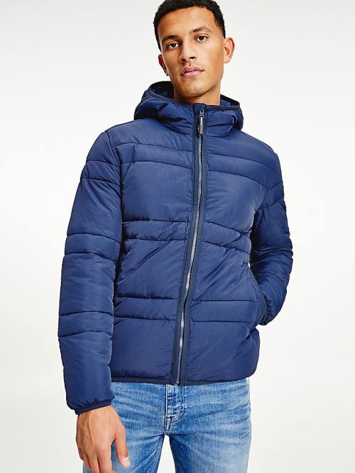 Tommy Hilfiger Csuklyás Quilted Puffer Kabát Férfi Kék | TH165DSN