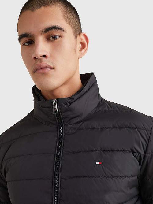 Tommy Hilfiger Csuklyás Tape Puffer Kabát Férfi Fekete | TH076BWX