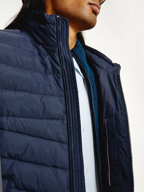 Tommy Hilfiger Csuklyás Tape Puffer Kabát Férfi Kék | TH190TGF