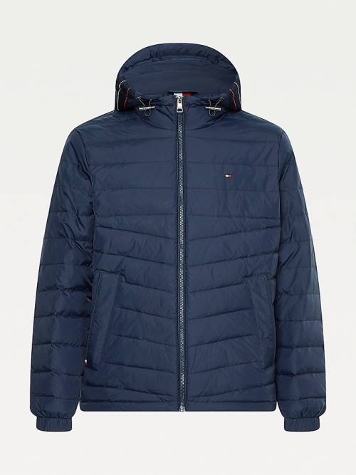 Tommy Hilfiger Csuklyás Tape Puffer Kabát Férfi Kék | TH190TGF