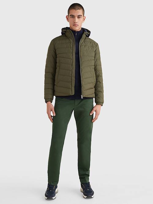 Tommy Hilfiger Csuklyás Tape Puffer Kabát Férfi Khaki | TH583HSB