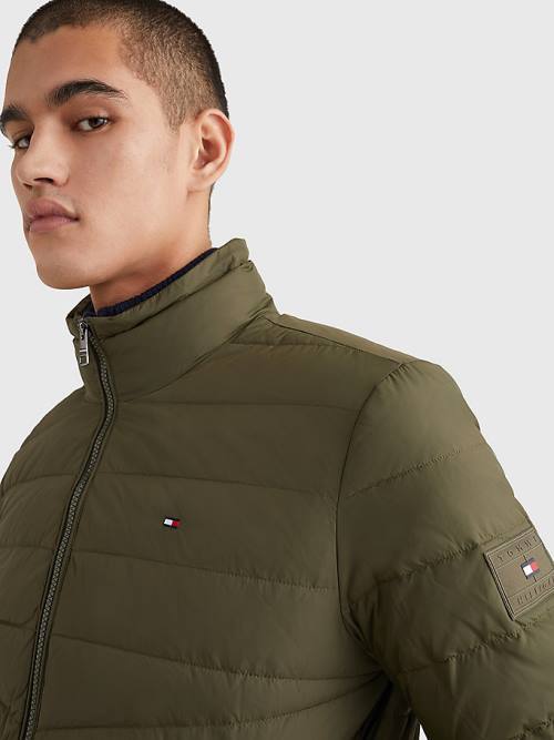 Tommy Hilfiger Csuklyás Tape Puffer Kabát Férfi Khaki | TH583HSB