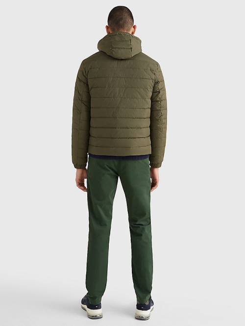 Tommy Hilfiger Csuklyás Tape Puffer Kabát Férfi Khaki | TH583HSB