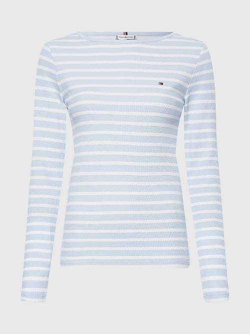 Tommy Hilfiger Csónak Neck Long Sleeve Skinny Póló Női Kék | TH714IPV