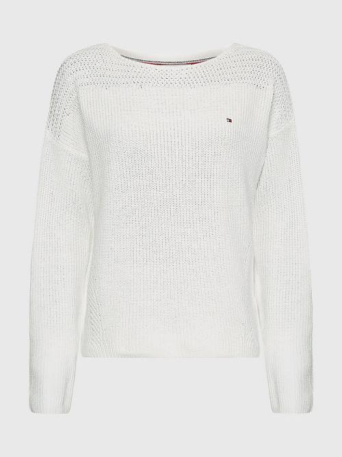 Tommy Hilfiger Csónak Neck Relaxed Fit Jumper Pulóverek Női Fehér | TH160FDO