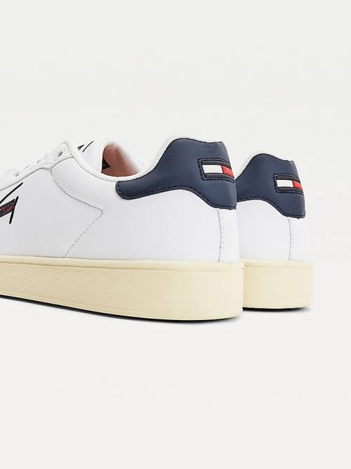 Tommy Hilfiger Cupsole Bőr Logo Tornacipő Férfi Fehér | TH240BMA