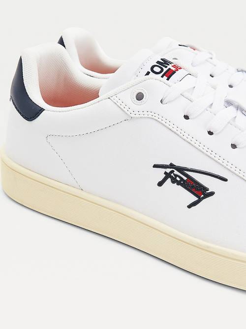 Tommy Hilfiger Cupsole Bőr Logo Tornacipő Férfi Fehér | TH240BMA