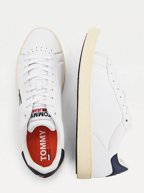 Tommy Hilfiger Cupsole Bőr Logo Tornacipő Férfi Fehér | TH240BMA