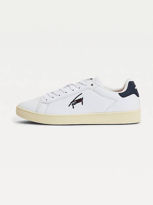 Tommy Hilfiger Cupsole Bőr Logo Tornacipő Férfi Fehér | TH240BMA