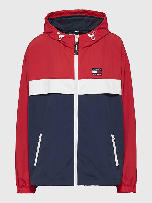 Tommy Hilfiger Curve Chicago Colour-Blocked Windbreaker Kabát Női Kék | TH905TSB