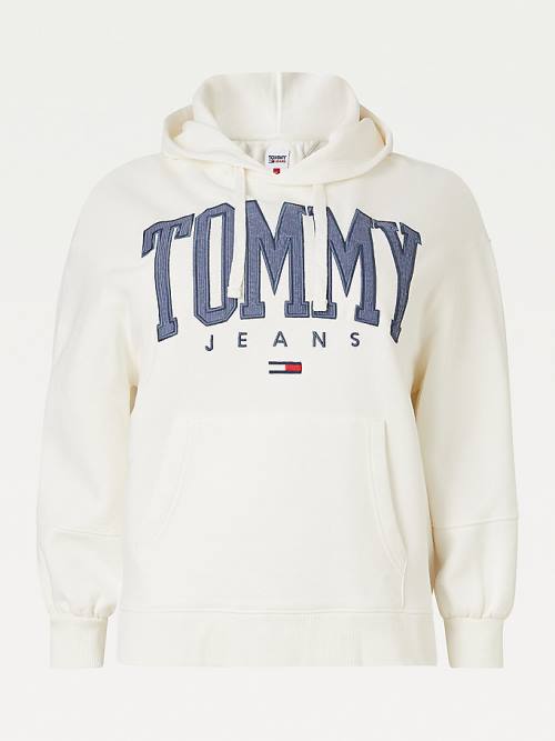 Tommy Hilfiger Curve College Relaxed Fit Kapucnis Pulóver Női Fehér | TH540AOG