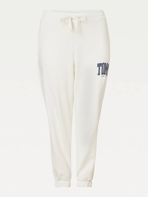 Tommy Hilfiger Curve College Tommy Badge Plush Joggers Nadrág Női Fehér | TH123VPB