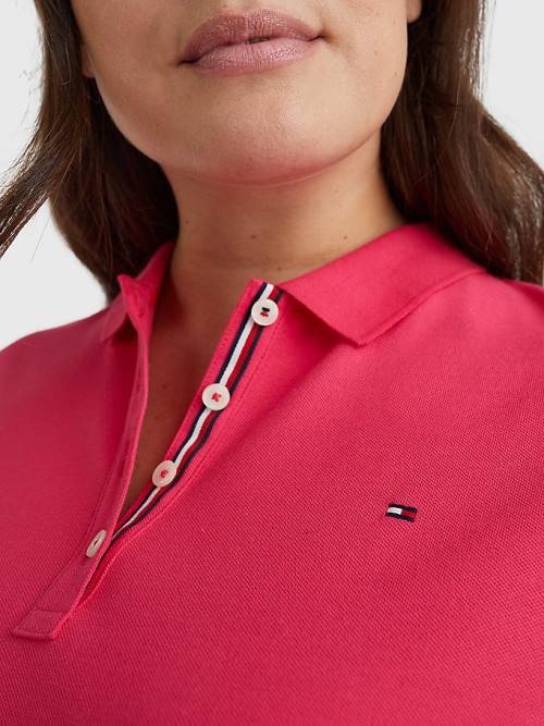 Tommy Hilfiger Curve Essential Placket Detail Póló Női Rózsaszín | TH184HNS