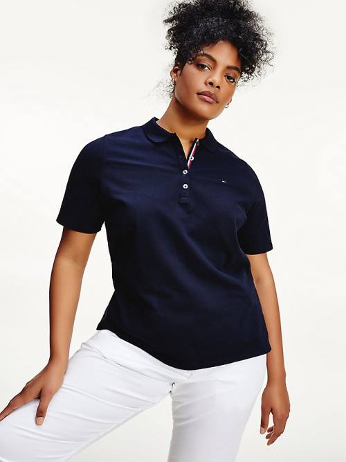 Tommy Hilfiger Curve Essential Placket Detail Póló Női Kék | TH234OJA