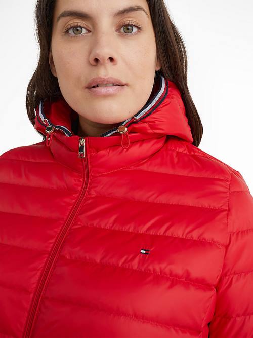 Tommy Hilfiger Curve Essential Removable Hood Down Kabát Női Piros | TH046EHL