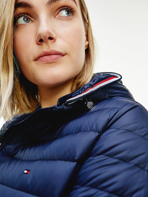 Tommy Hilfiger Curve Essential Removable Hood Down Kabát Női Kék | TH583SOK