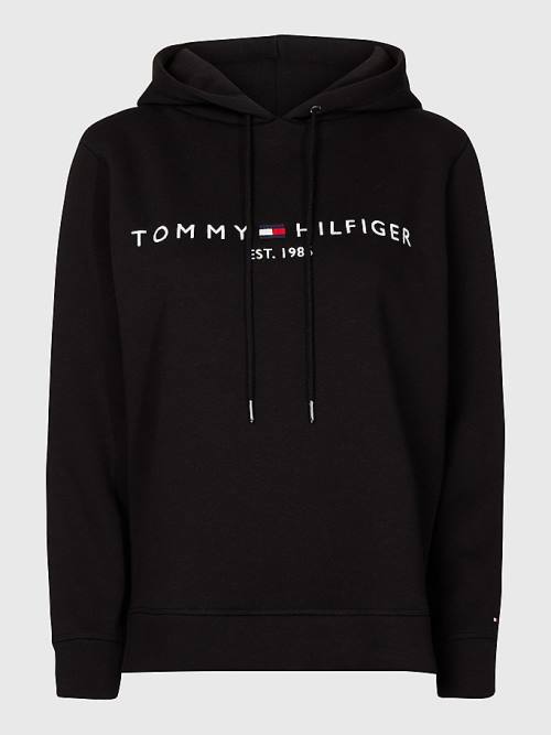 Tommy Hilfiger Curve Logo Drawstring Kapucnis Pulóver Női Fekete | TH864EDO