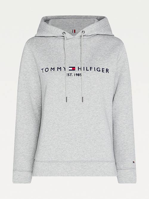 Tommy Hilfiger Curve Logo Drawstring Kapucnis Pulóver Női Szürke | TH874TDY