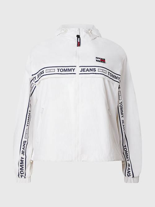 Tommy Hilfiger Curve Logo Tape Chicago Windbreaker Kabát Női Fehér | TH358JVR