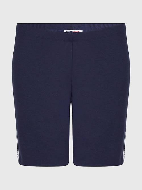 Tommy Hilfiger Curve Logo Tape Skinny Cycling Rövidnadrág Női Kék | TH834WRS