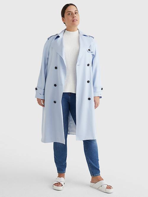 Tommy Hilfiger Curve Lyocell Trench Dzseki Női Kék | TH752DWX