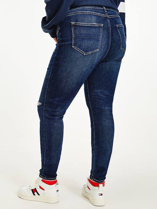 Tommy Hilfiger Curve Melany Ultra High Rise Super Skinny Distressed Farmer Női Denim | TH784KPD