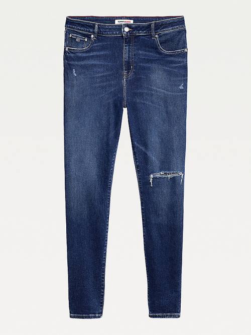 Tommy Hilfiger Curve Melany Ultra High Rise Super Skinny Distressed Farmer Női Denim | TH784KPD