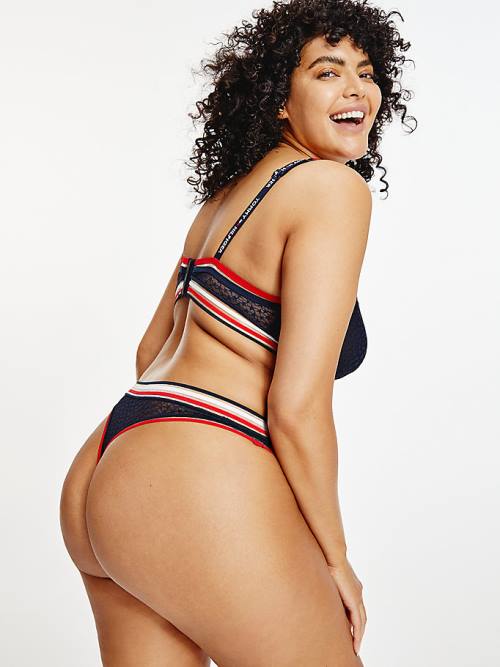 Tommy Hilfiger Curve Mesh Tanga Fehérnemű Női Kék | TH583KMX