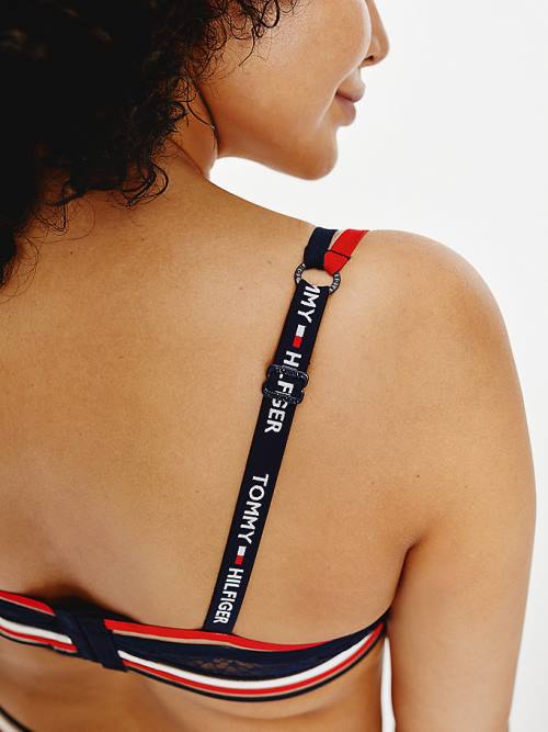 Tommy Hilfiger Curve Mesh Triangle Bralette Fehérnemű Női Kék | TH250FQU