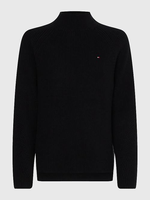 Tommy Hilfiger Curve Mock Turtleneck Organic Pamut Knit Jumper Pulóverek Női Fekete | TH649VIK