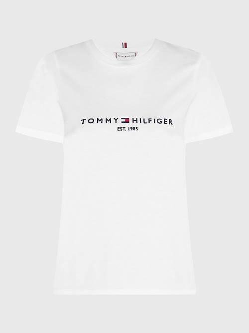 Tommy Hilfiger Curve Organic Pamut Logo Póló Női Fehér | TH156KHJ