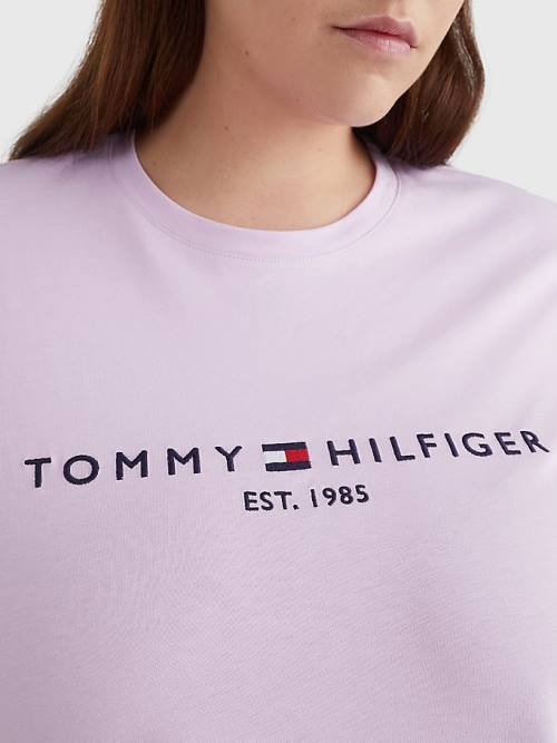 Tommy Hilfiger Curve Organic Pamut Logo Póló Női Lila | TH346ROQ