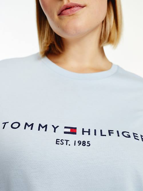 Tommy Hilfiger Curve Organic Pamut Logo Póló Női Kék | TH683MIA