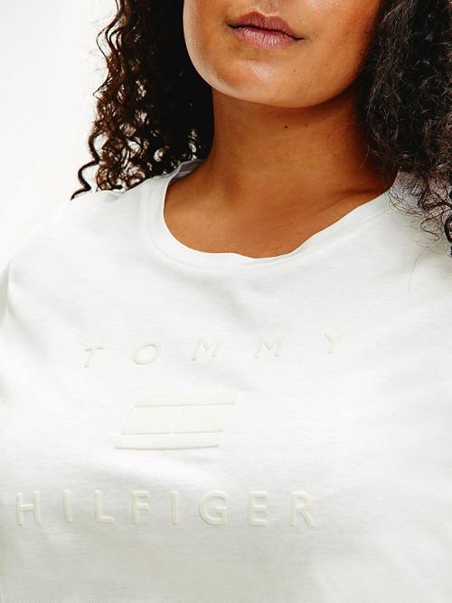 Tommy Hilfiger Curve Organic Pamut Tonal Logo Póló Női Fehér | TH520JZH