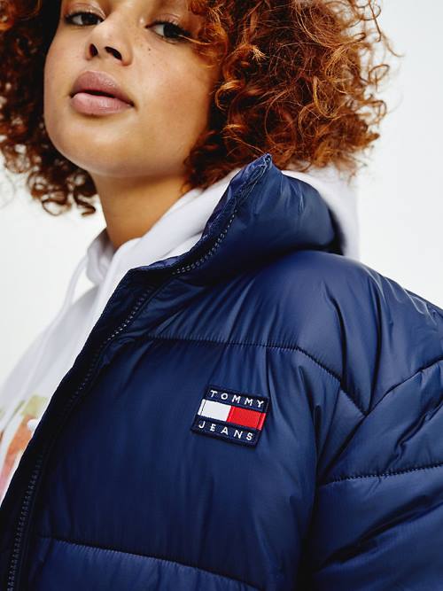 Tommy Hilfiger Curve Recycled Nylon Puffer Kabát Női Kék | TH186VKB