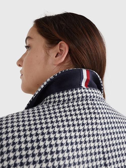 Tommy Hilfiger Curve Recycled Wool Blend Houndstooth Dzseki Női Kék | TH256QUI