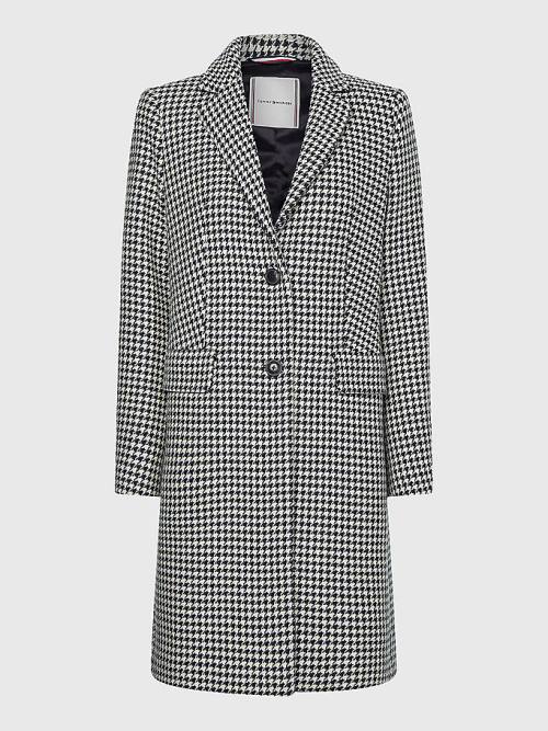 Tommy Hilfiger Curve Recycled Wool Blend Houndstooth Dzseki Női Kék | TH256QUI