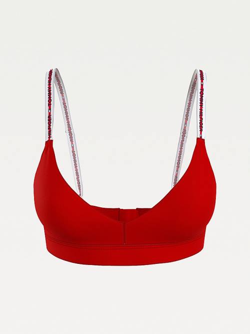 Tommy Hilfiger Curve Repeat Logo Pántos V-Neck Bralette Fehérnemű Női Piros | TH918USL